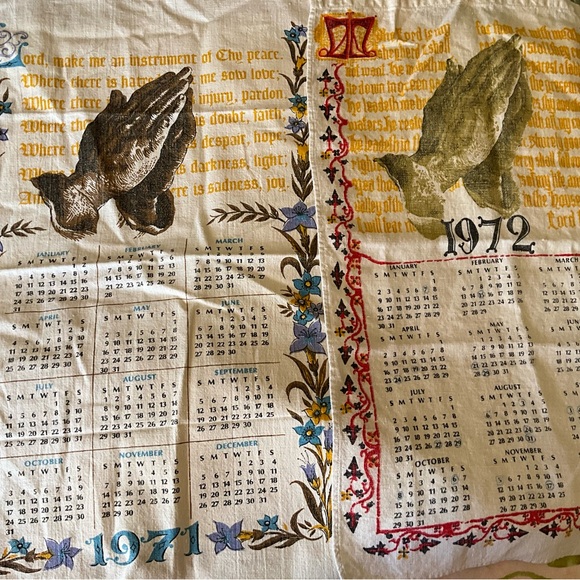 Vintage Calendar Tea Towel Bless This House Wall Hanging Lot Of 3 - Picture 2 of 3